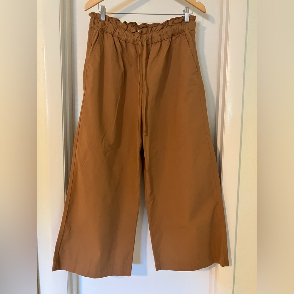 Loft Wide Leg Paperbag Waist tan pants